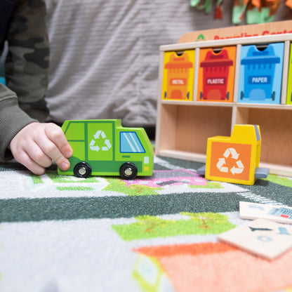 Reduce y Reclicla Set de Carros de Madera - Reduce and Reuse Recycling Center Playset