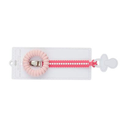 Light Pink Pacy Strap & Teether Set / Sostenedor de Chupon y Mordedor