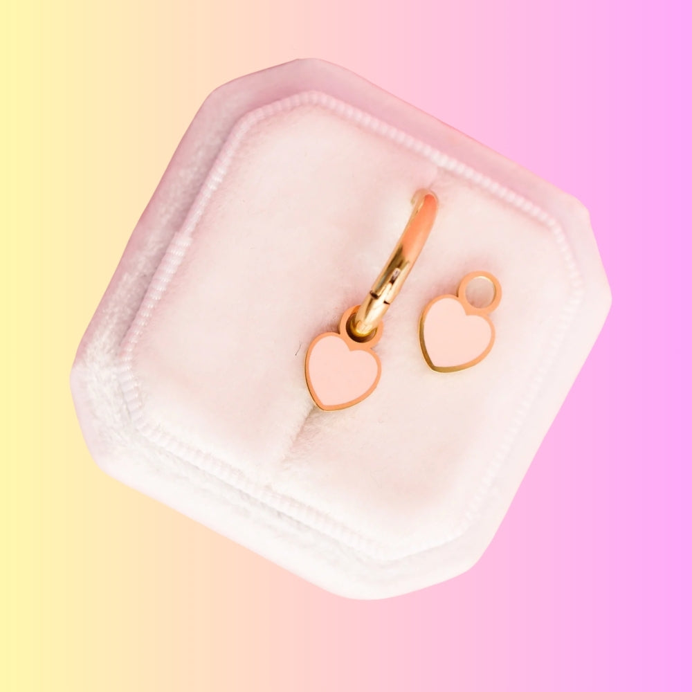 Charms para Argollas -  Peachy Heart  (Cubiertos 18K)