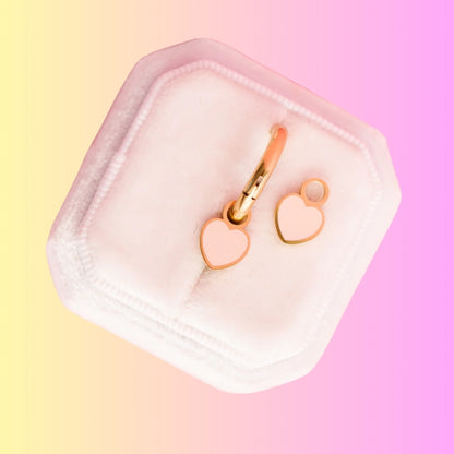 Charms para Argollas -  Peachy Heart  (Cubiertos 18K)