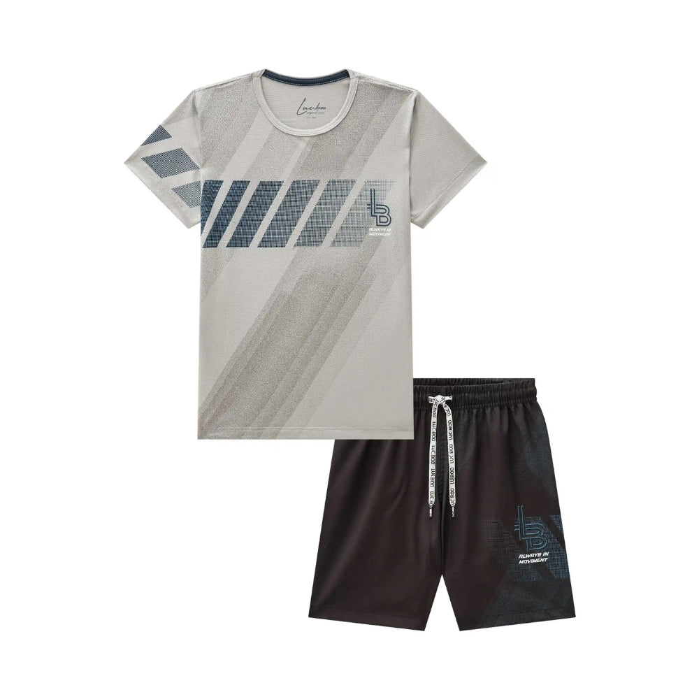Conjunto de Soccer Camisa Gris y Short Negro