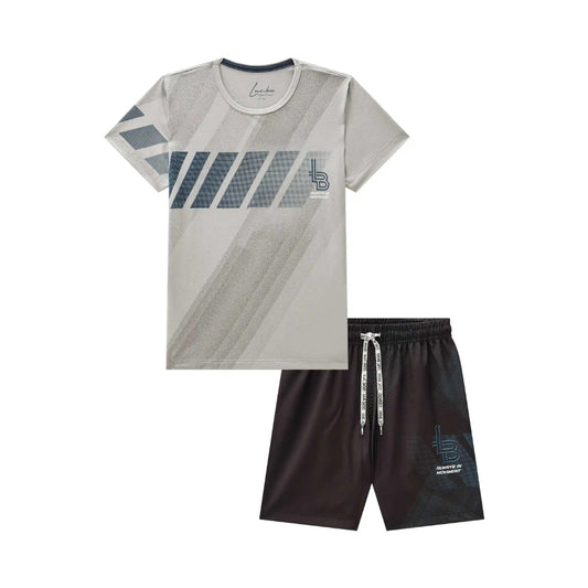 Conjunto de Soccer Camisa Gris y Short Negro