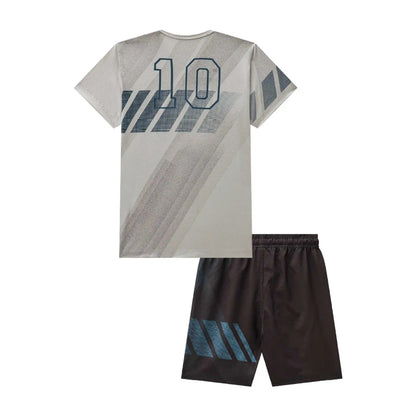Conjunto de Soccer Camisa Gris y Short Negro