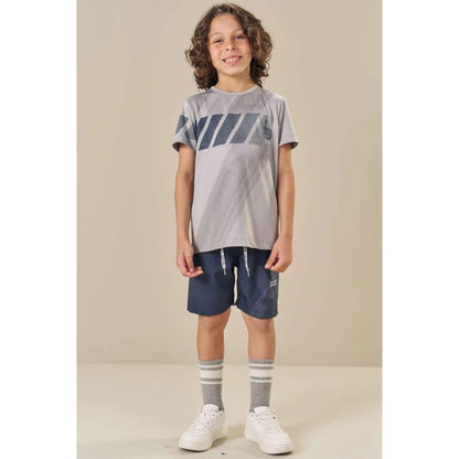 Conjunto de Soccer Camisa Gris y Short Negro