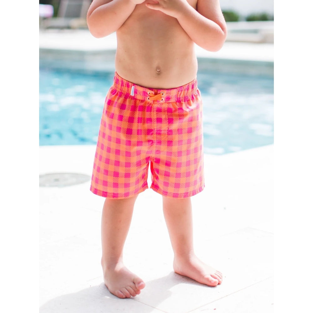 Vestido de Baño de Niño Cuadritos Naranja / Sunset Sorbet Gingham