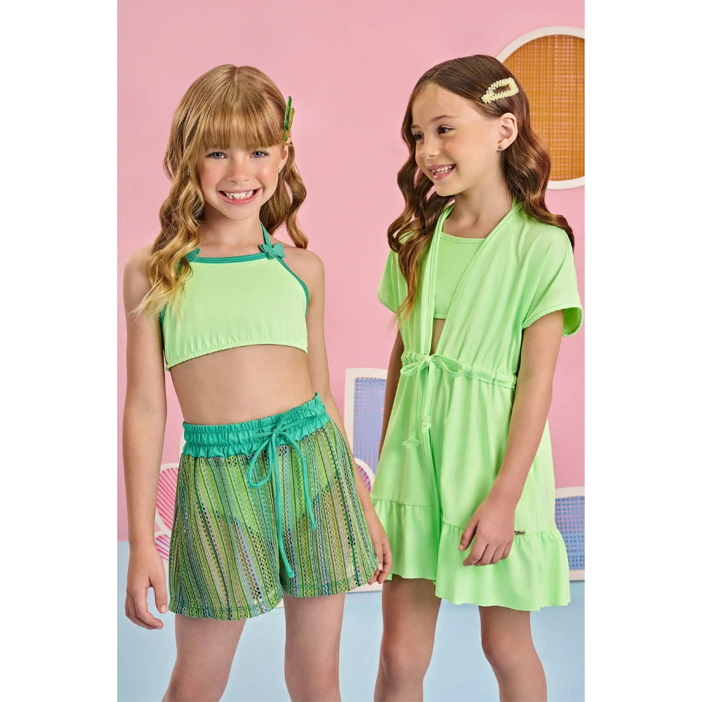 Trio de Vestido de Baño - Bikini Verde con Short