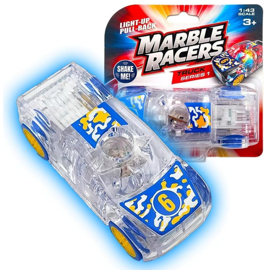 Marble Racer - Carritos Corredores de Canicas - Azul Amarillo