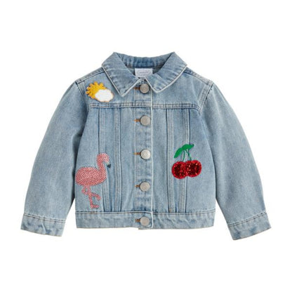 Jacket de Jean con Parches con Glitter