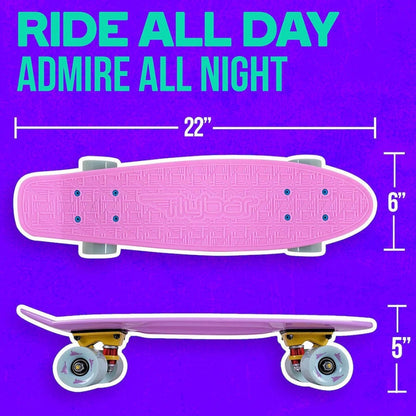 Patineta 22" Cruiser - Rosada con llantas verdes LED