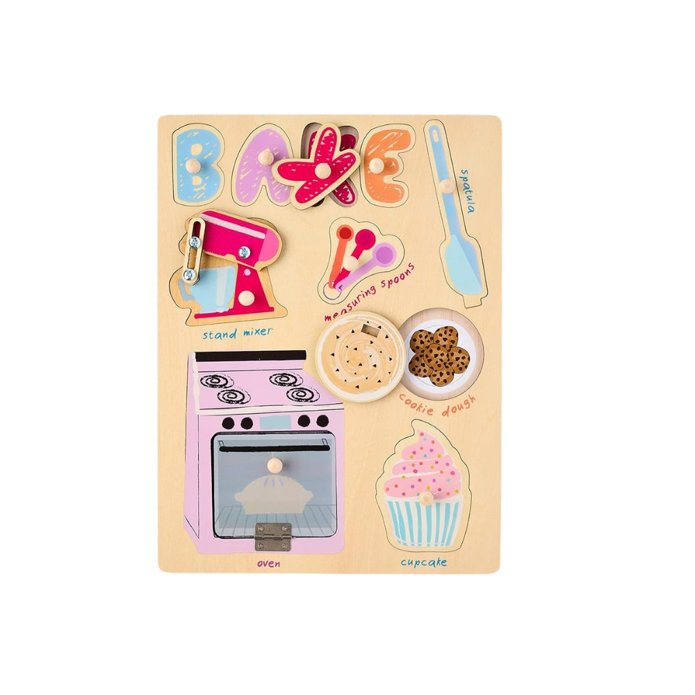 Bake Busy Board Wood Puzzle - Rompecabeza de Madera Hornear