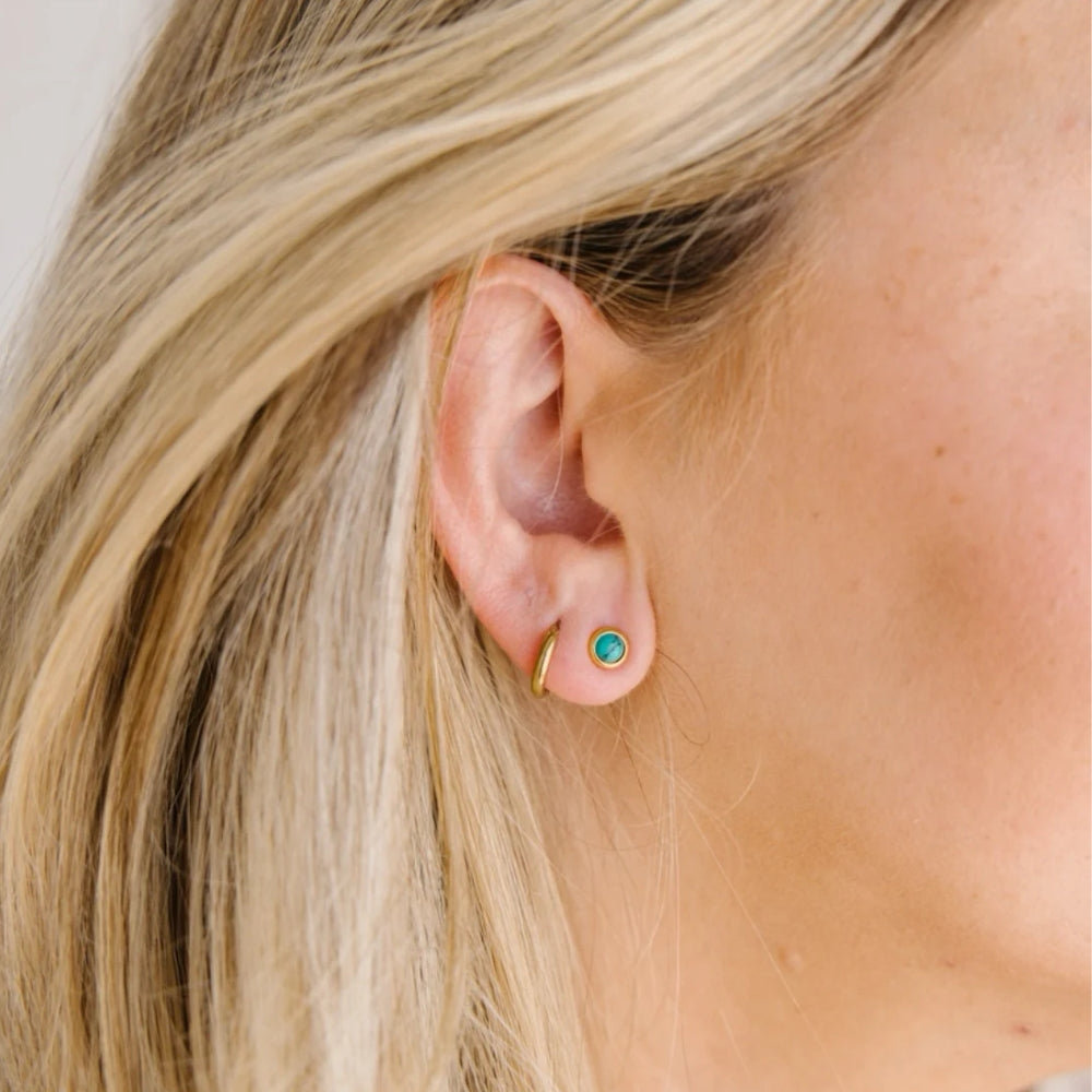 Aretes (Cubiertos 18K) - Turquoise Stud - Aretitos Stud Turquesa