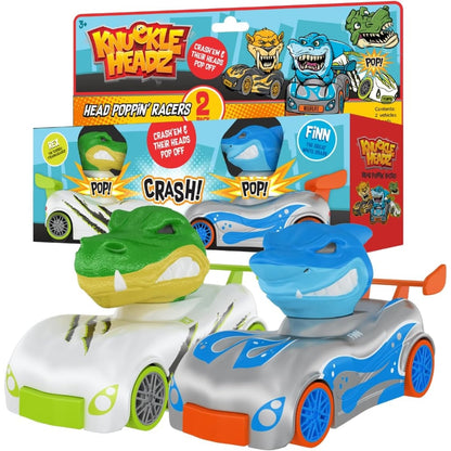 Kuckle Headz Shark Vs Dino - Set de 2 Carritos Chocones