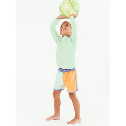 Vestido de Baño de Niño Morado Verde y Naranja / Color Block