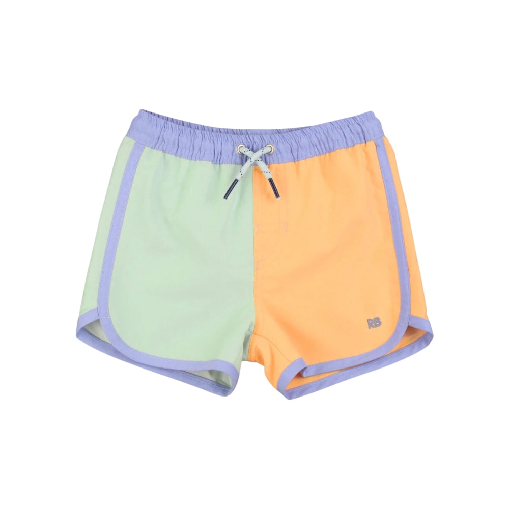 Vestido de Baño de Niño Morado Verde y Naranja / Color Block