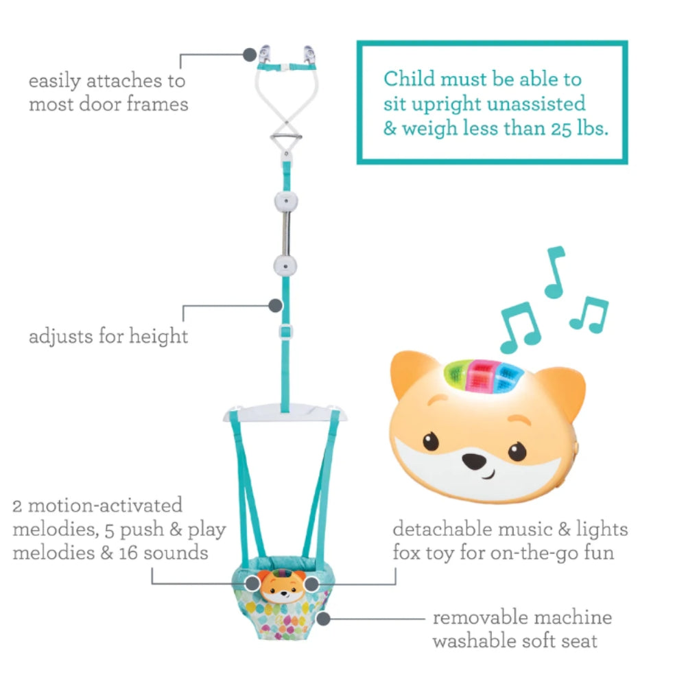 2 in 1 Music & Lights Doorway Jumper - Fox