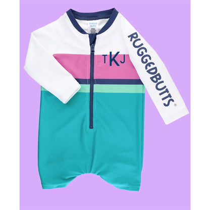 Vestido de Baño 1 Pieza Manga Larga Color Block