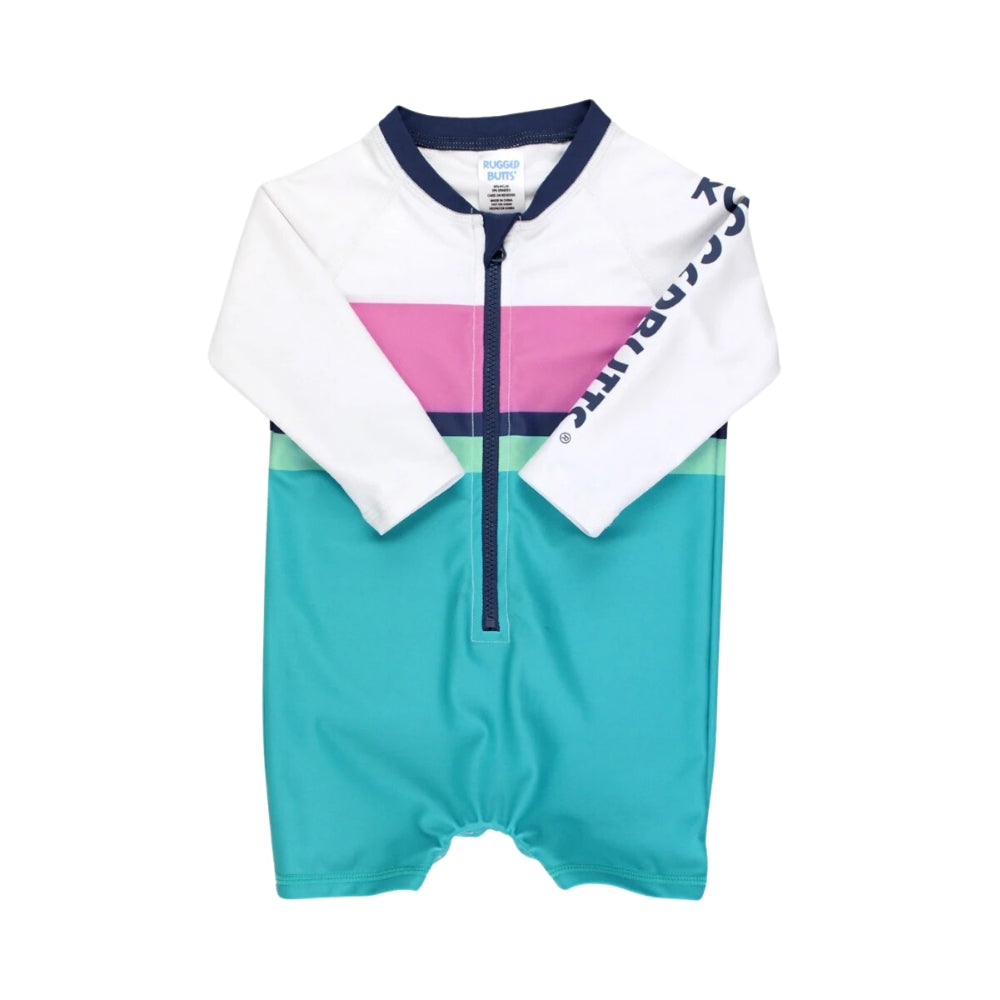 Vestido de Baño 1 Pieza Manga Larga Color Block