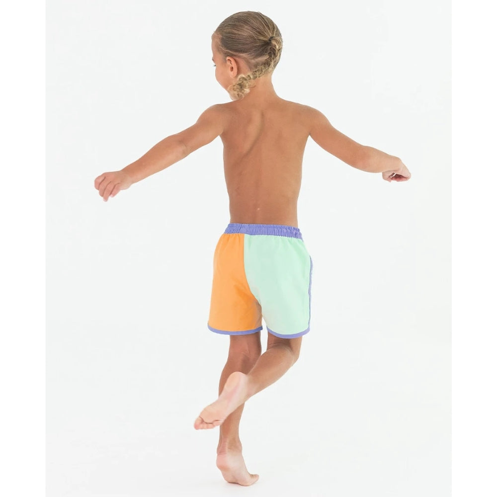 Vestido de Baño de Niño Morado Verde y Naranja / Color Block