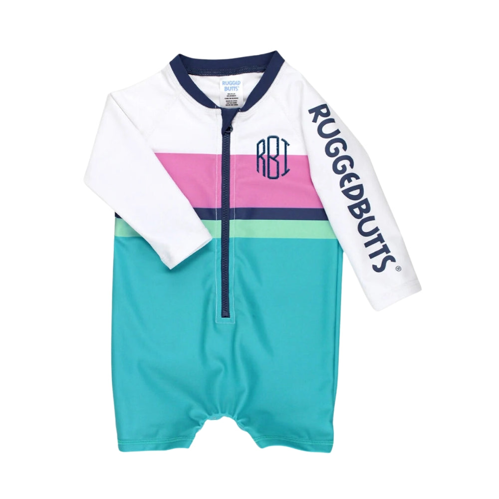 Vestido de Baño 1 Pieza Manga Larga Color Block