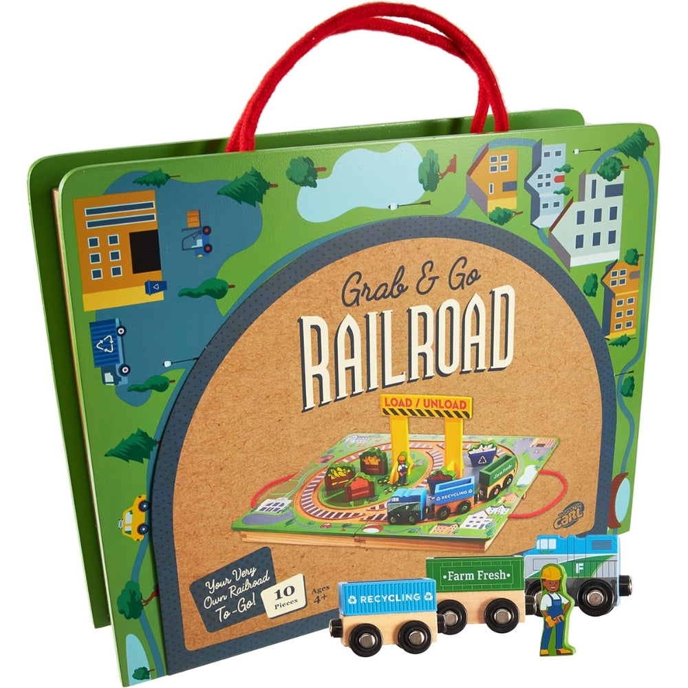 Grab & Go Railroad - Set de Tren de Madera con Maletita