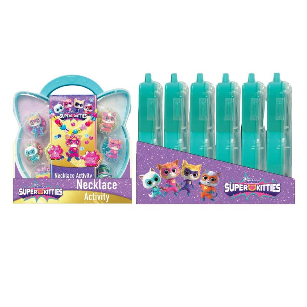 Disney Junior SuperKitties Necklace Activity Set Cat Shaped Case