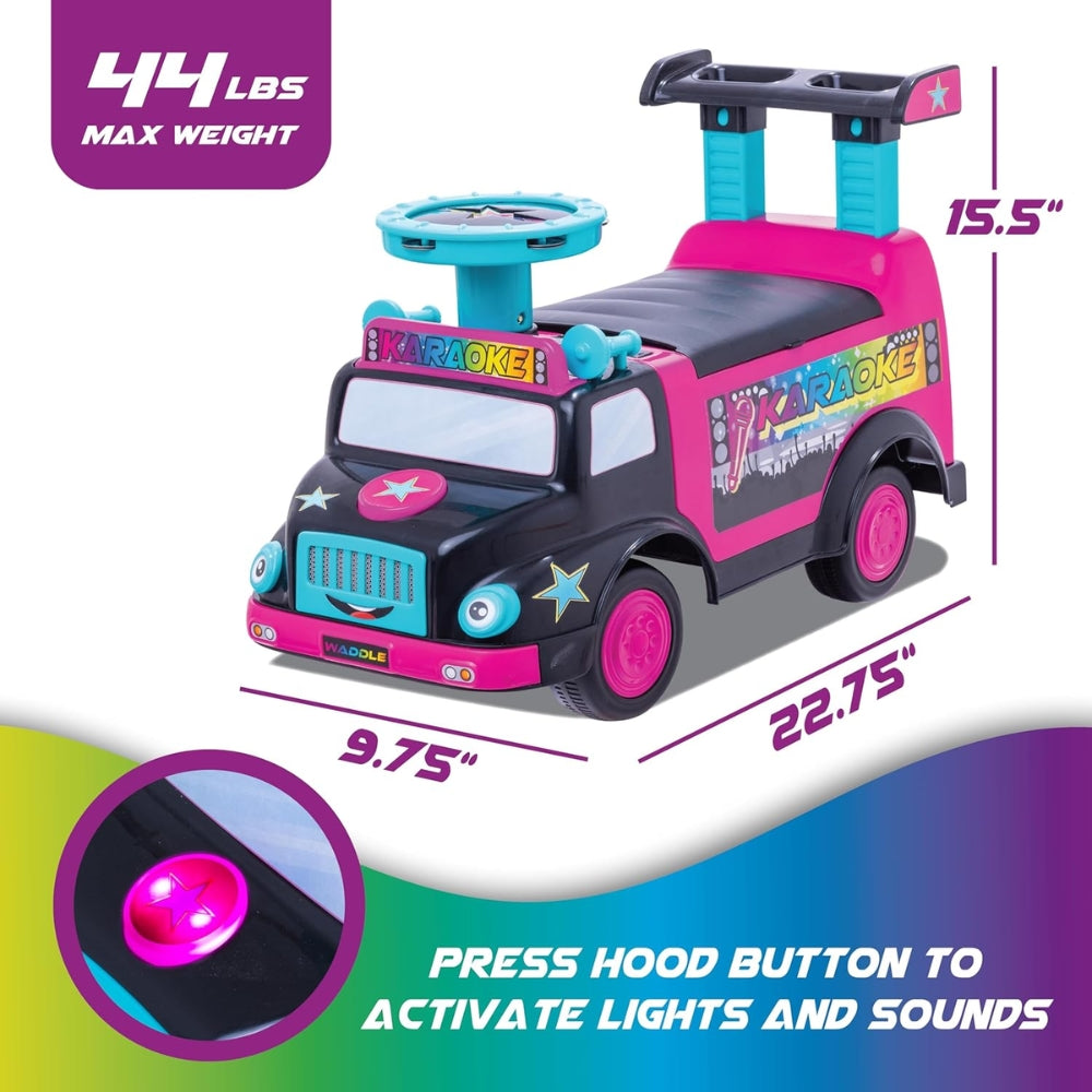 Carrito Interactivo con Instrumentos para Sentarse y Empujar - Waddle Karaoke Party Bus