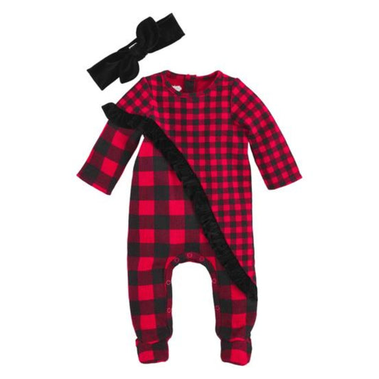 Pijama de Navidad con Vincha - Rojo con Negro