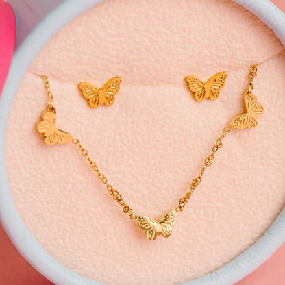 Classic Butterfly Necklace/Earring Set - Set de Aretes y Collar de Mariposa