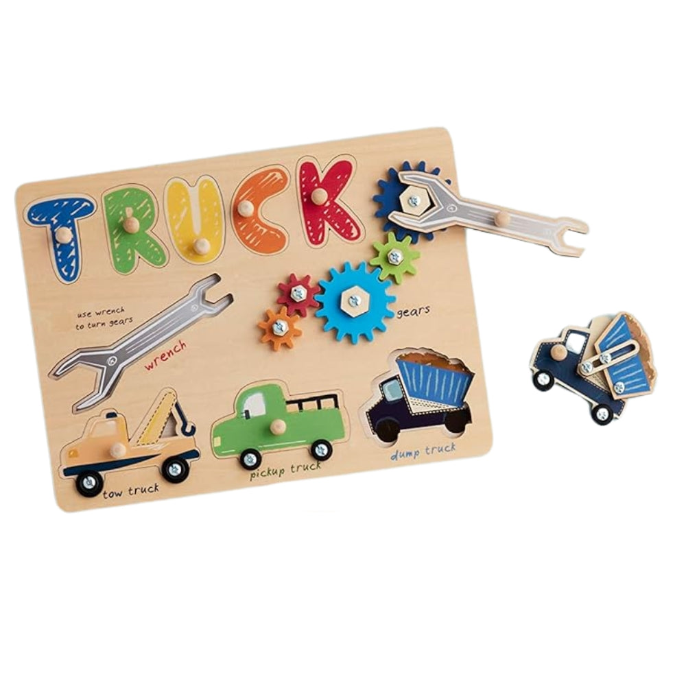 Truck Busy Board Wood Puzzle - Rompecabeza de Madera de Vehiculos