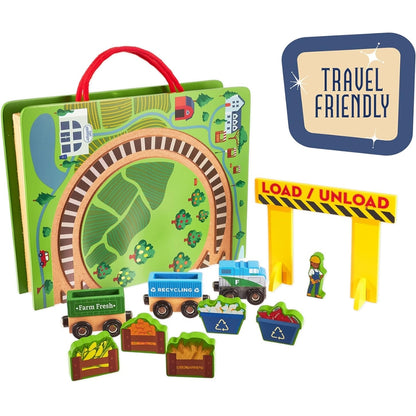 Grab & Go Railroad - Set de Tren de Madera con Maletita