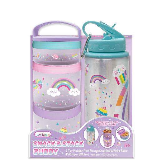 Stack & Snack Buddy - Termo 18 Oz y Envase de Comida - Rainbow