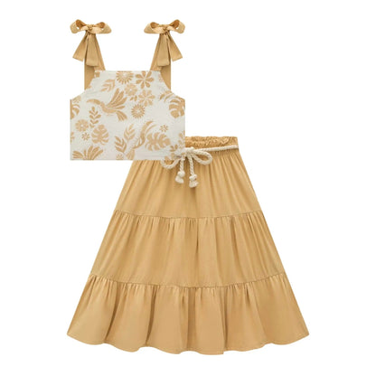 Conjunto de Falda y Crop Chocolate