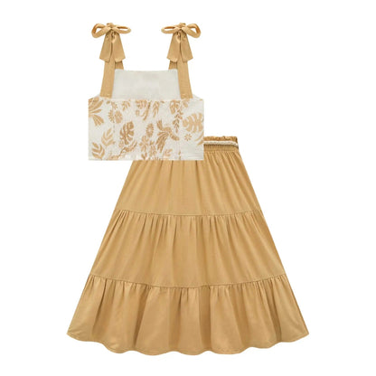 Conjunto de Falda y Crop Chocolate