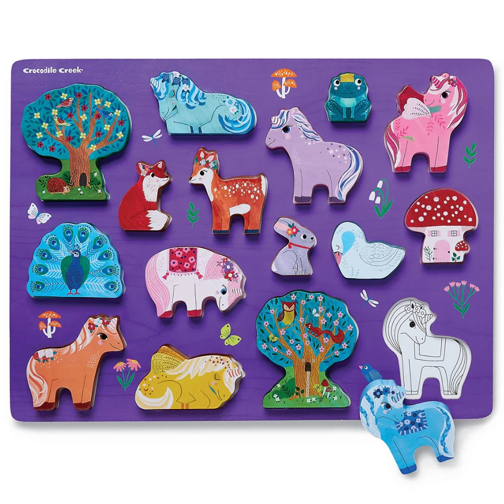 16-Piece Wood Puzzle - Unicorn Garden