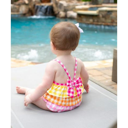 Vestido de Baño Entero de Ruchas Colores Pasteles