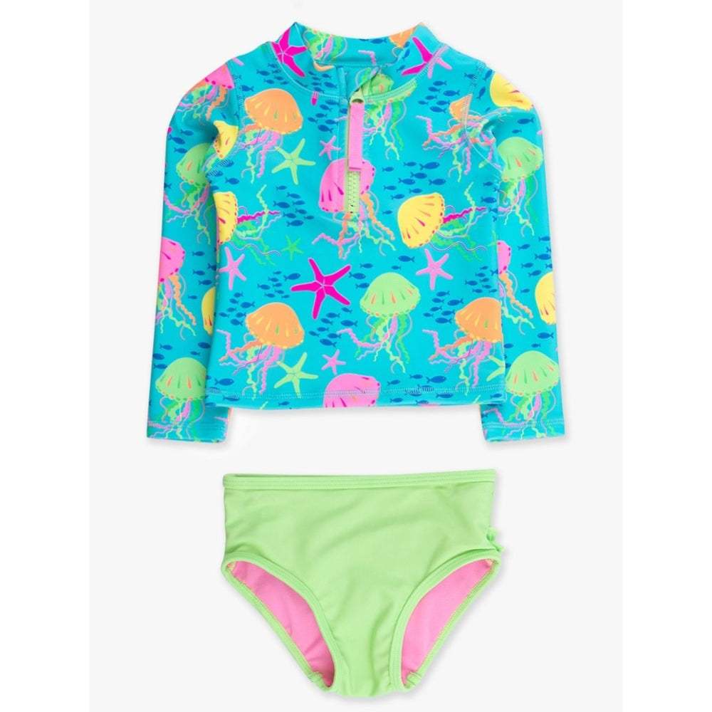 Vestido de Baño 2 Piezas Manga Larga Jelly Fish Neon
