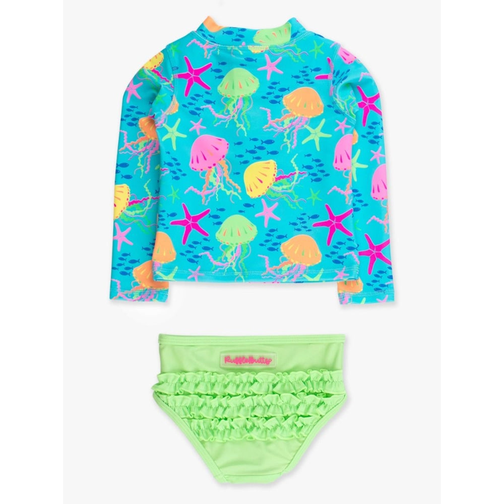 Vestido de Baño 2 Piezas Manga Larga Jelly Fish Neon