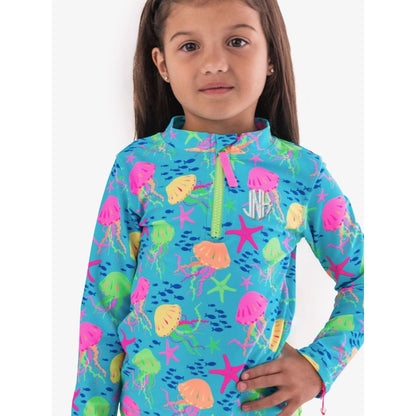 Vestido de Baño 2 Piezas Manga Larga Jelly Fish Neon