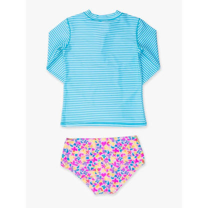 Vestido de Baño 2 Piezas Manga Larga Azul Neon