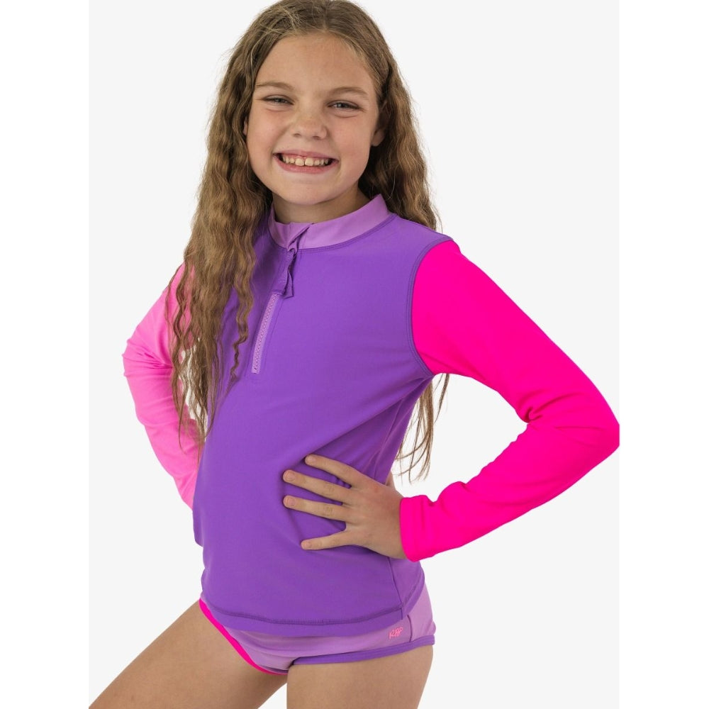 Vestido de Baño 2 Piezas Manga Larga Morado Neon