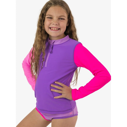 Vestido de Baño 2 Piezas Manga Larga Morado Neon
