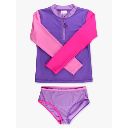 Vestido de Baño 2 Piezas Manga Larga Morado Neon