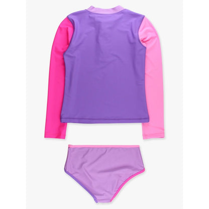 Vestido de Baño 2 Piezas Manga Larga Morado Neon