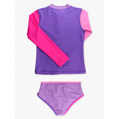 Vestido de Baño 2 Piezas Manga Larga Morado Neon