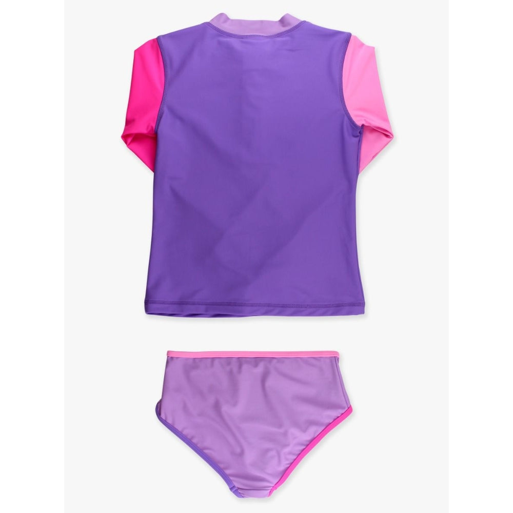 Vestido de Baño 2 Piezas Manga Larga Morado Neon