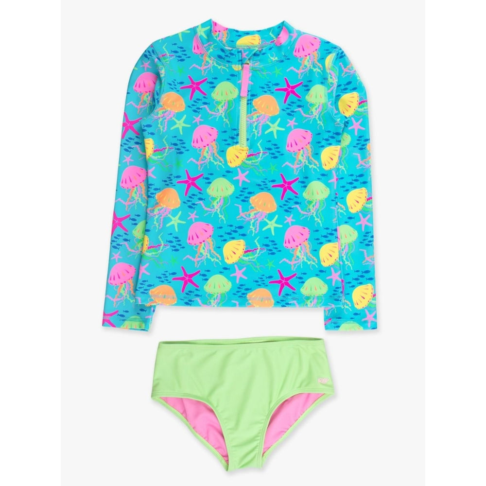 Vestido de Baño 2 Piezas Manga Larga Jelly Fish Neon