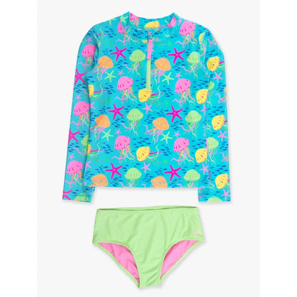 Vestido de Baño 2 Piezas Manga Larga Jelly Fish Neon