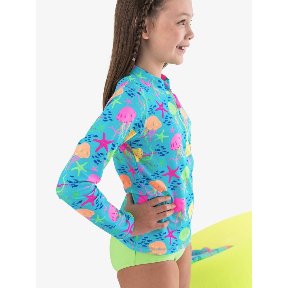 Vestido de Baño 2 Piezas Manga Larga Jelly Fish Neon