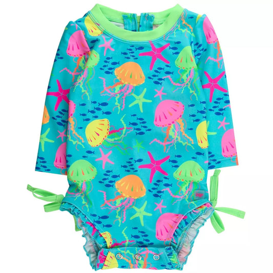 Vestido de Baño 1 Pieza Manga Larga Jelly Fish Neon Neon