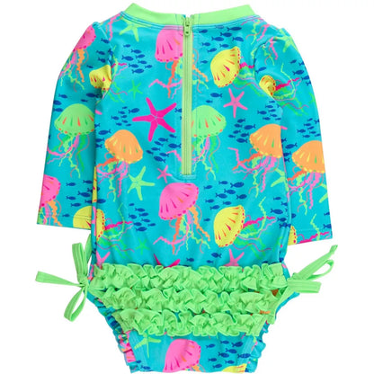 Vestido de Baño 1 Pieza Manga Larga Jelly Fish Neon Neon